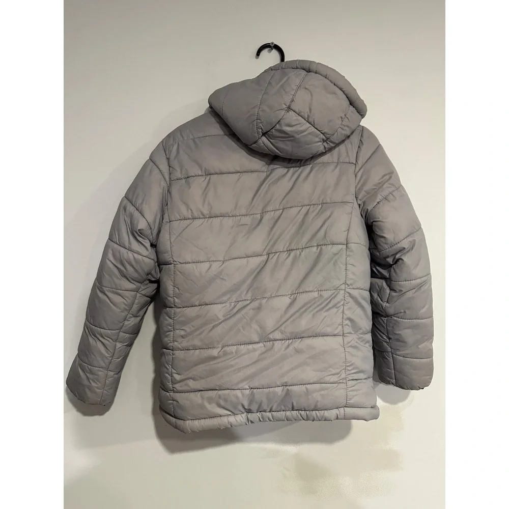 DKNY Sport Kids Grey Puffer Jacket Hooded Sherpa Lined Size M 10 12 - Picture 5 of 7